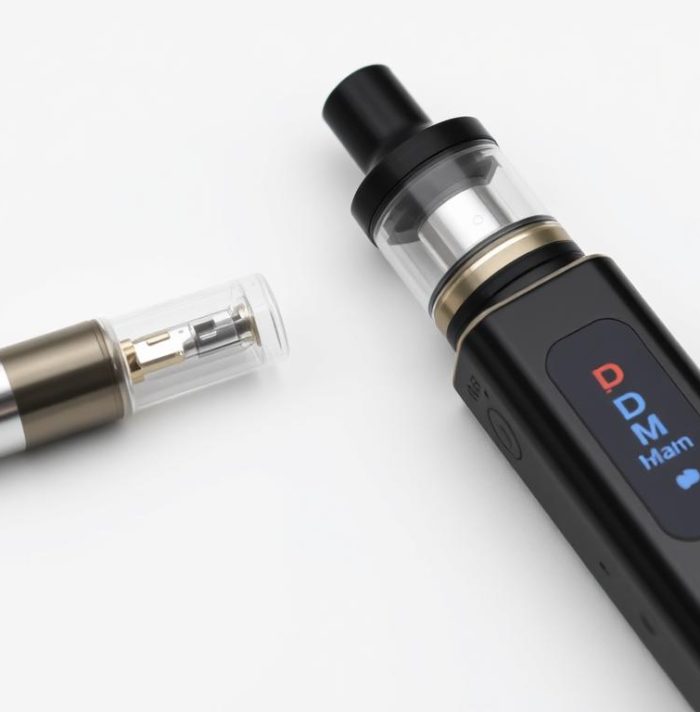 DMT cart and vape pen components showing cartridge and battery