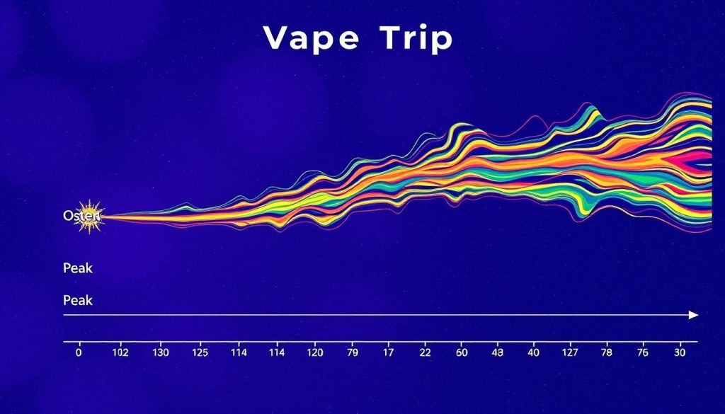 Detailed timeline showing the three phases of a DMT vape trip and how long each phase lasts