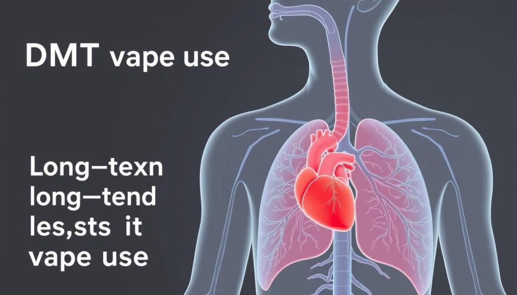 Illustration showing potential long-term effects of DMT vapes on respiratory and cardiovascular systems