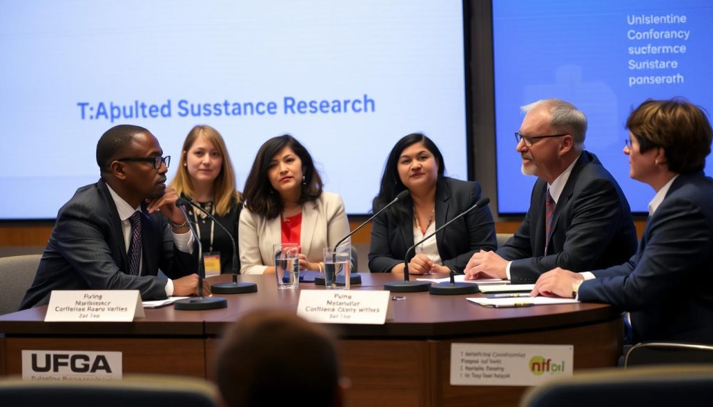 Panel of addiction specialists discussing psychedelic research
