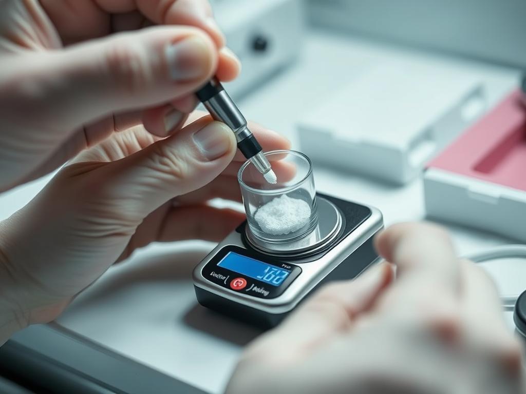 Person carefully measuring DMT dosage showing the importance of precision with DMT vape vs smoking DMT
