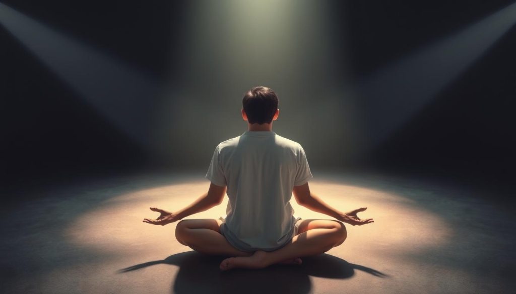 Person experiencing the aftereffects of a DMT vape trip showing peaceful integration
