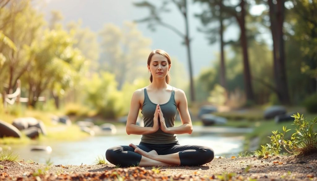 Person meditating peacefully, representing mindful approach to psychedelic use