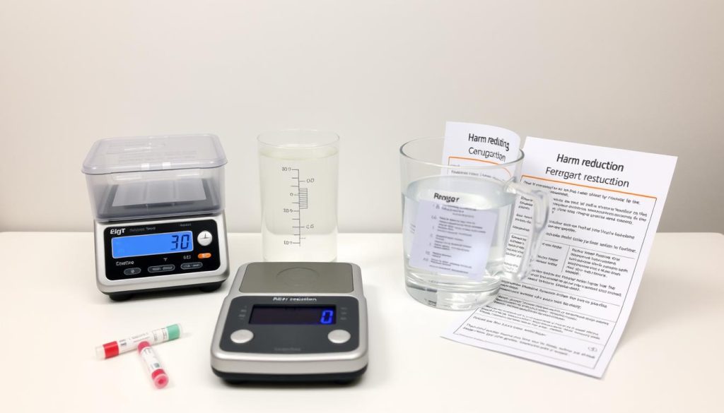 Safety equipment and testing kit for DMT showing harm reduction tools for DMT vape vs smoking DMT