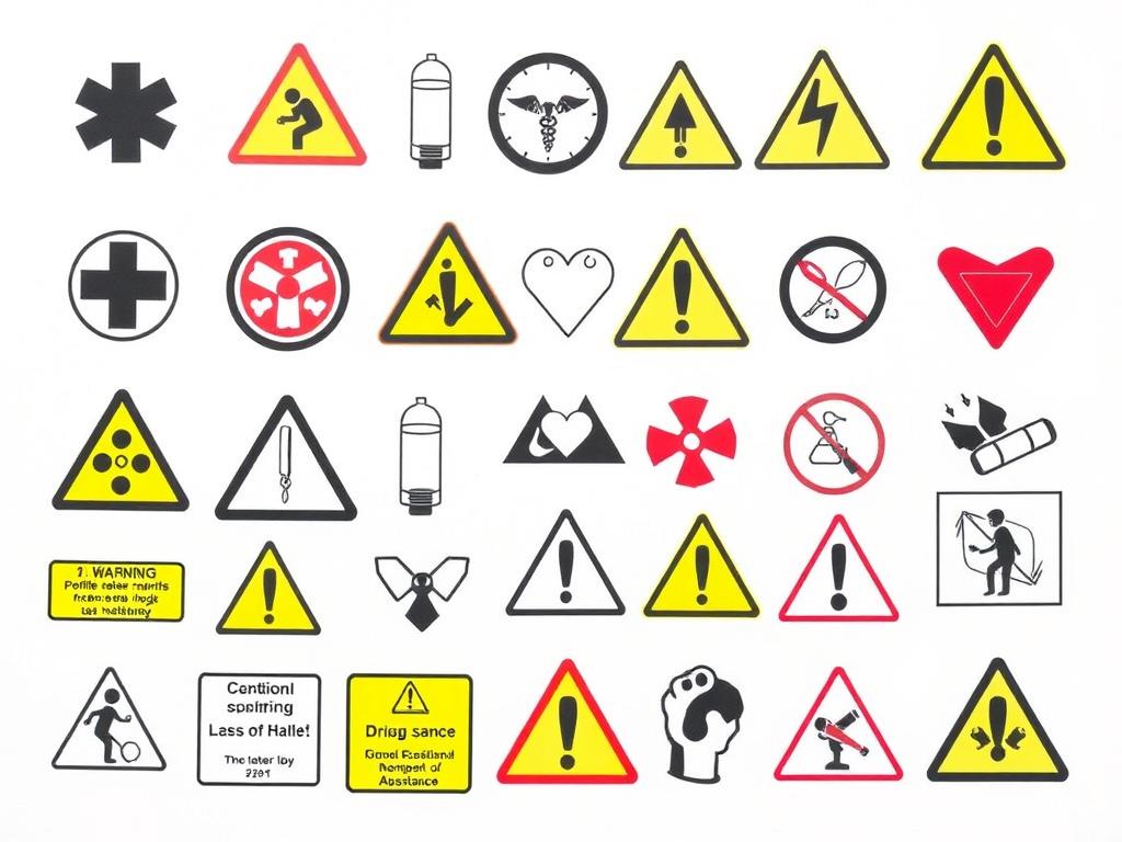 Safety warning symbols related to DMT cart usage